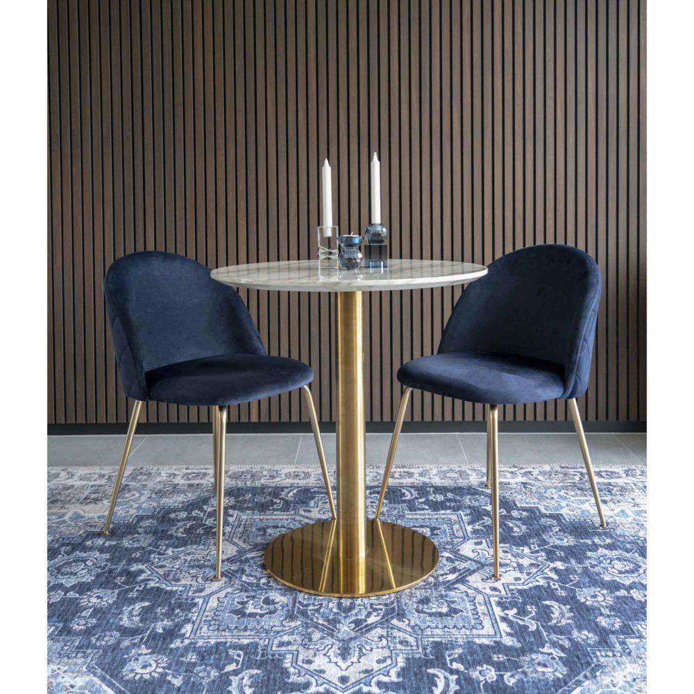 Geneve Spisebordsstol - Blå velour - Hofstra & Wagner
