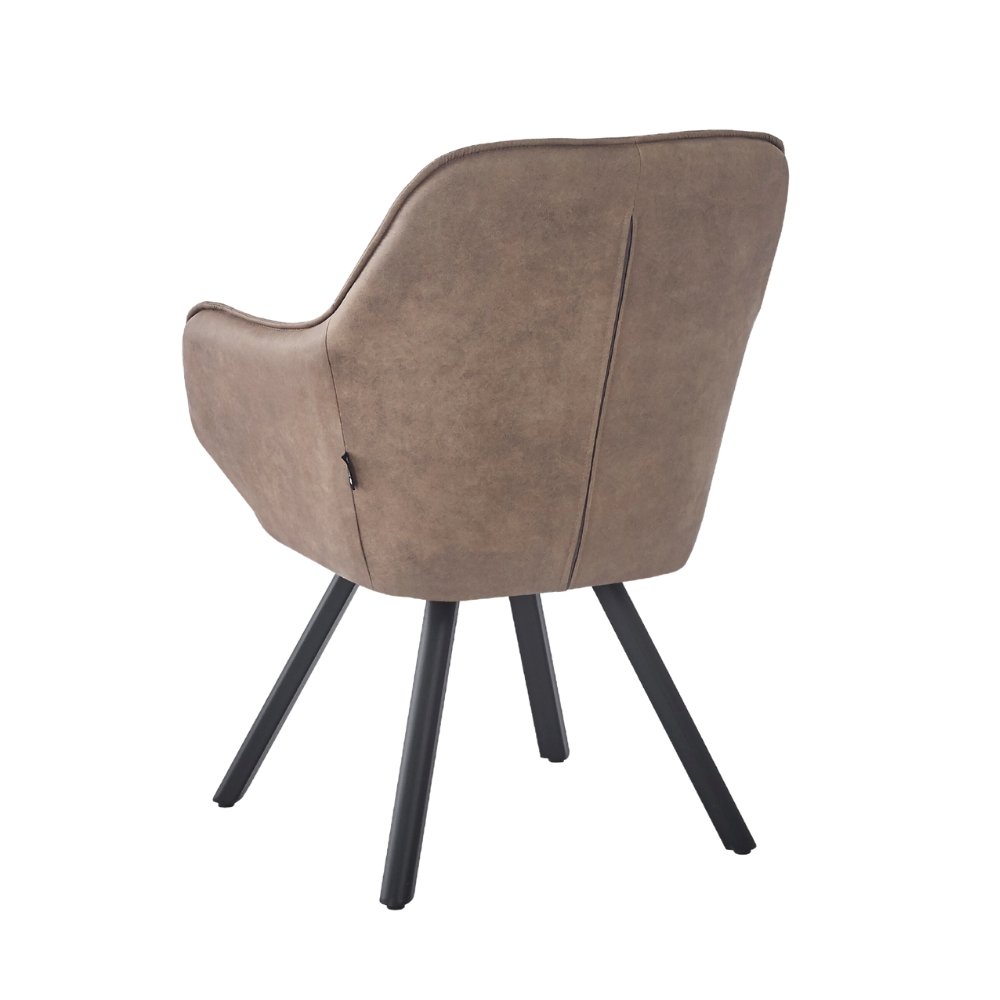 Kari Spisebordsstol - Brun microfiber drejestol med armlæn - Hofstra & Wagner