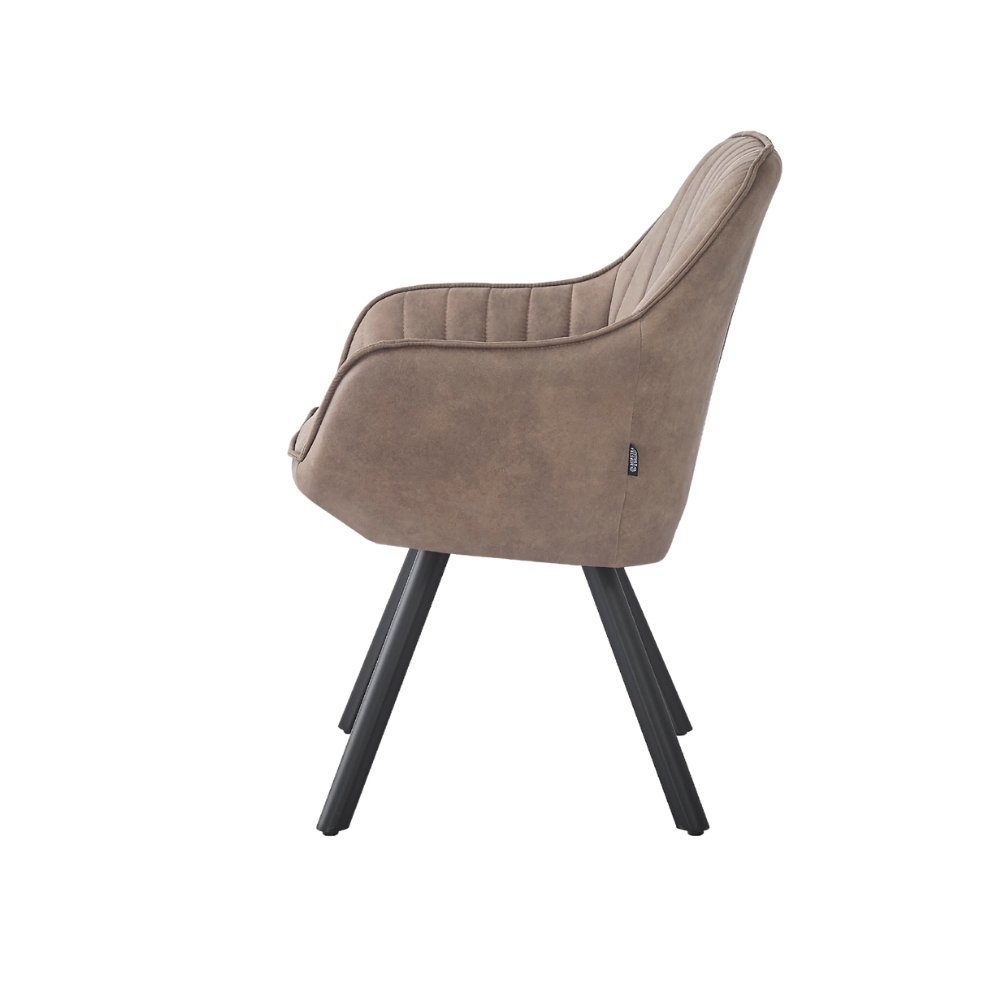 Kari Spisebordsstol - Brun microfiber drejestol med armlæn - Hofstra & Wagner