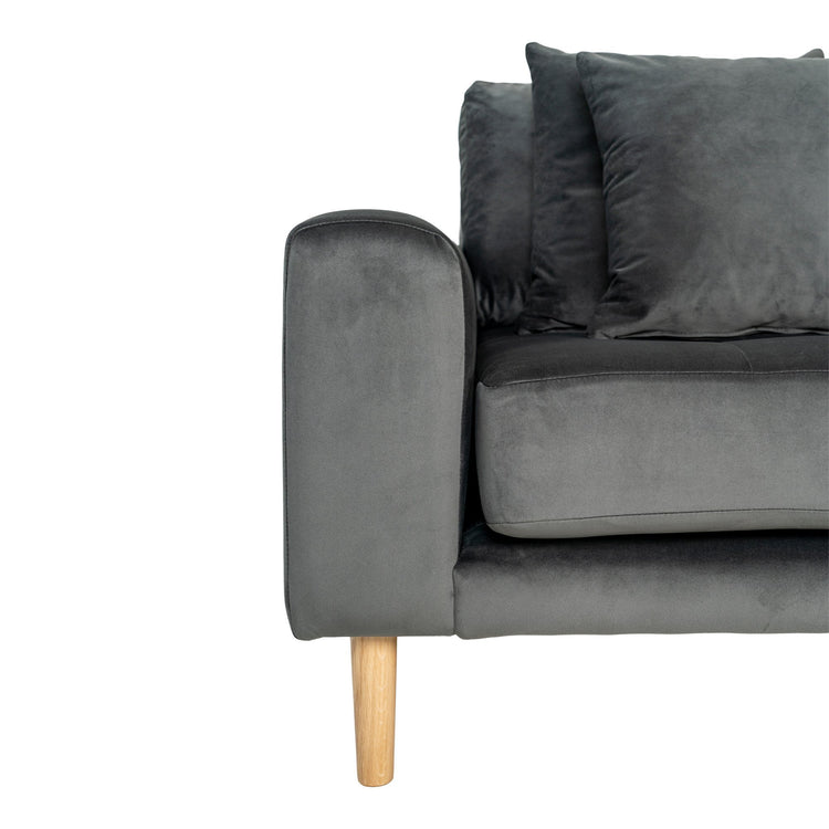 Lido Lounge Sofa Højrevendt - Mørkegrå velour - Hofstra & Wagner