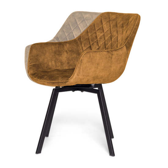Lea Esstischstuhl mit Drehfunktion - Gelber Vintage-Velours