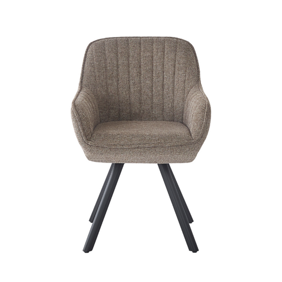 Kari Esstischstuhl - Brauner Drehstuhl mit Armlehnen (stoff)