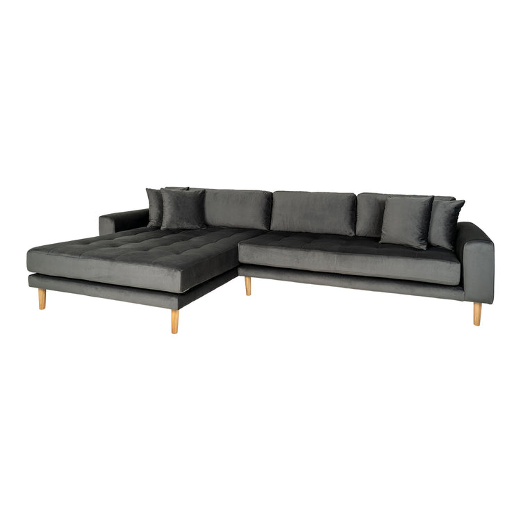 Lido Lounge Sofa Venstrevendt - Mørkegrå velour - Hofstra & Wagner